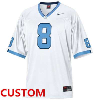 Mens North Carolina Tar Heels (UNC) Customized Nike Football Replica Jersey - White